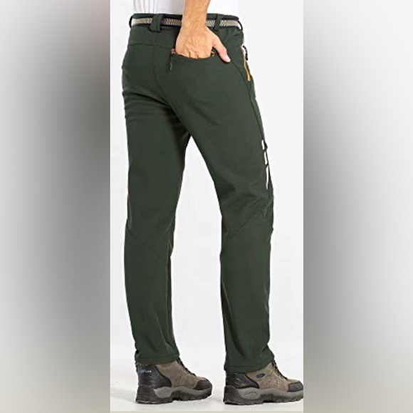 TACVASEN Men's Snow/Outdoor Fleece Lining Soft Shell Pants Green/Grey Sz 30 New - Picture 2 of 9